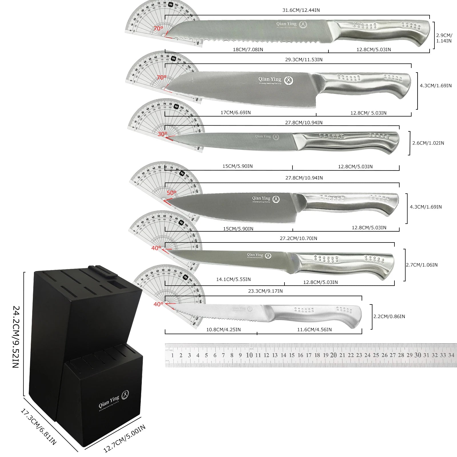 14-Piece Stainless Steel Kitchen Knife Set