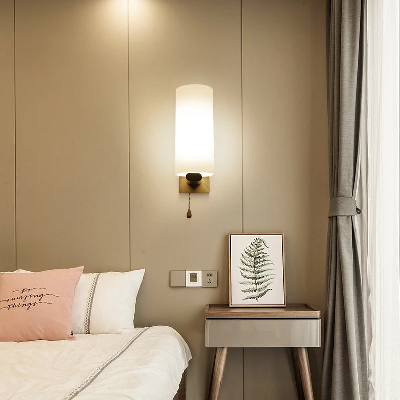 Modern Wooden LED Bedside Wall Lamp