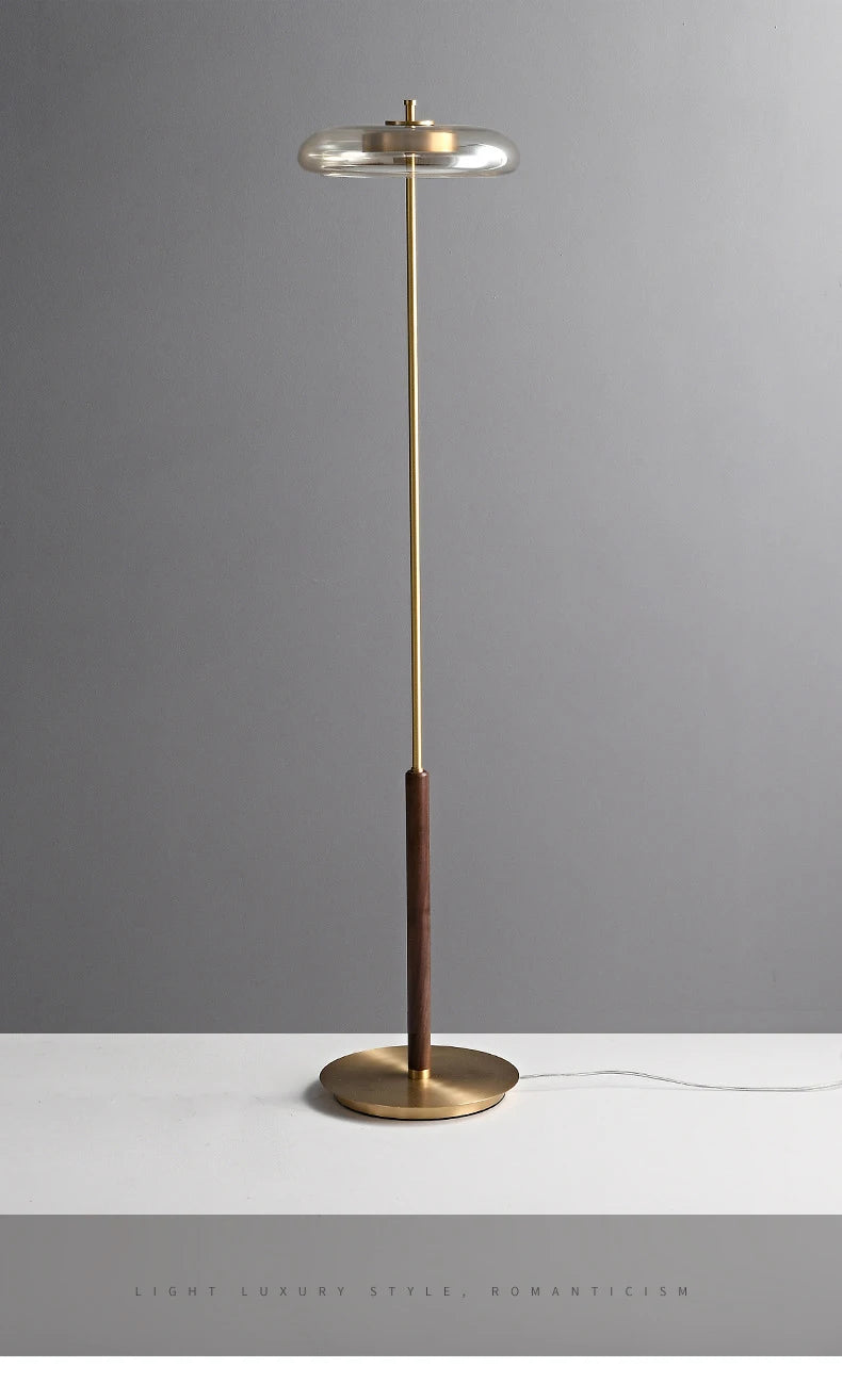 Retro Gold Glass Mushroom Floor Lamp