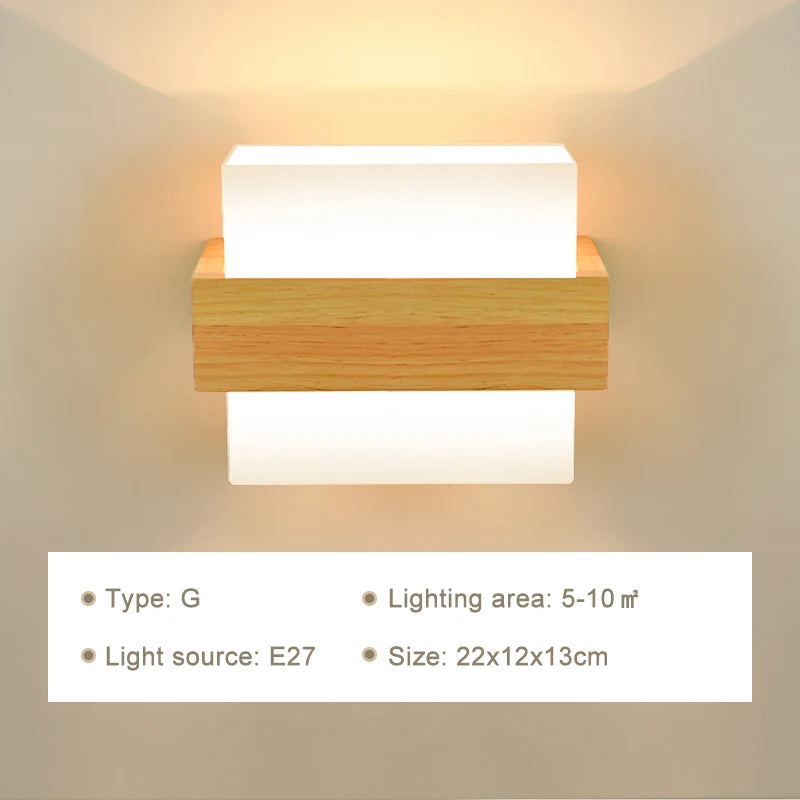 Modern Wooden LED Bedside Wall Lamp