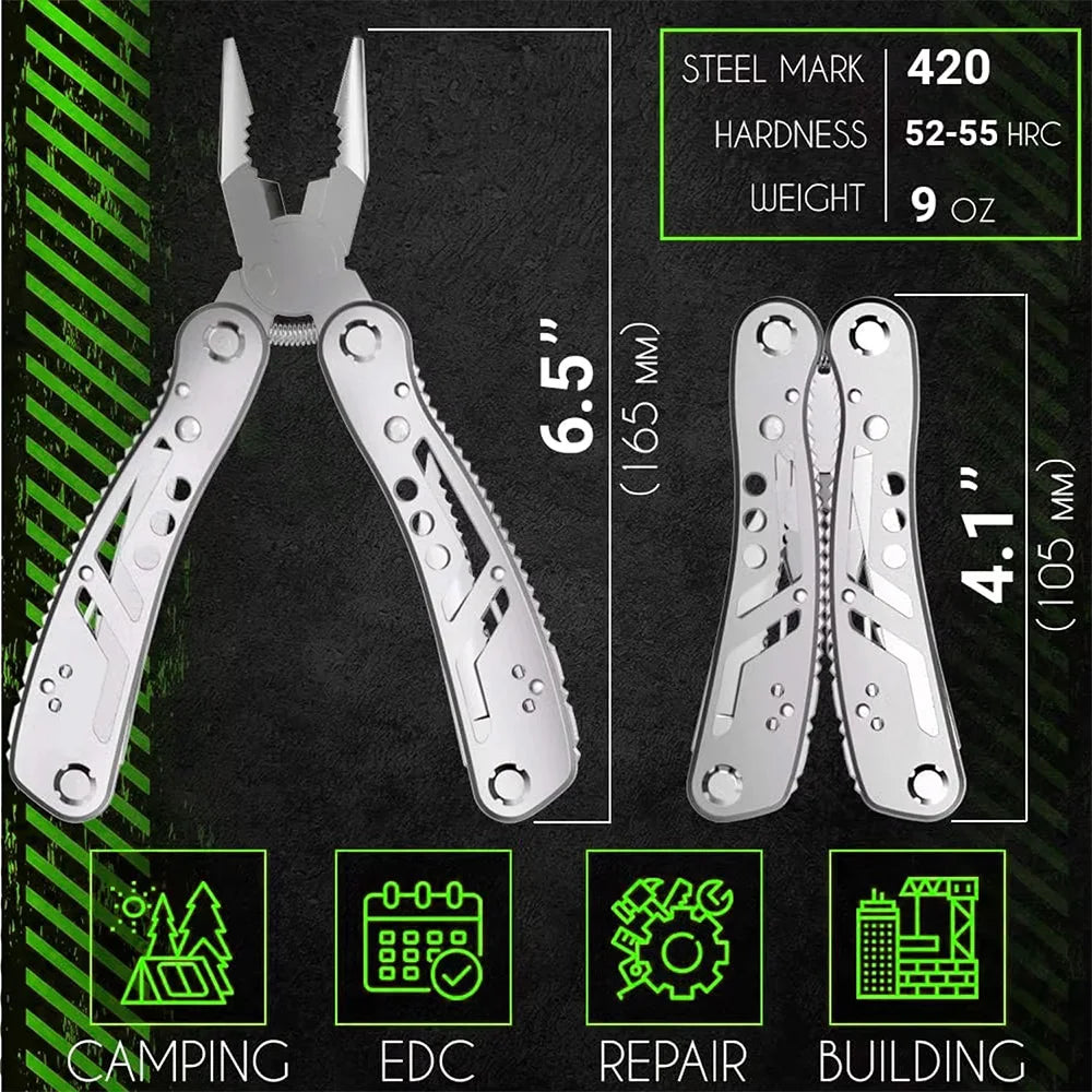 24-in-1 Camping Multitool with Knife & Bits