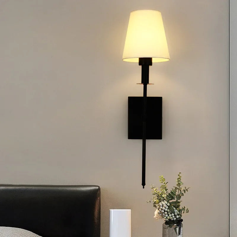 Modern LED Wall Sconce with Cloth Lampshade