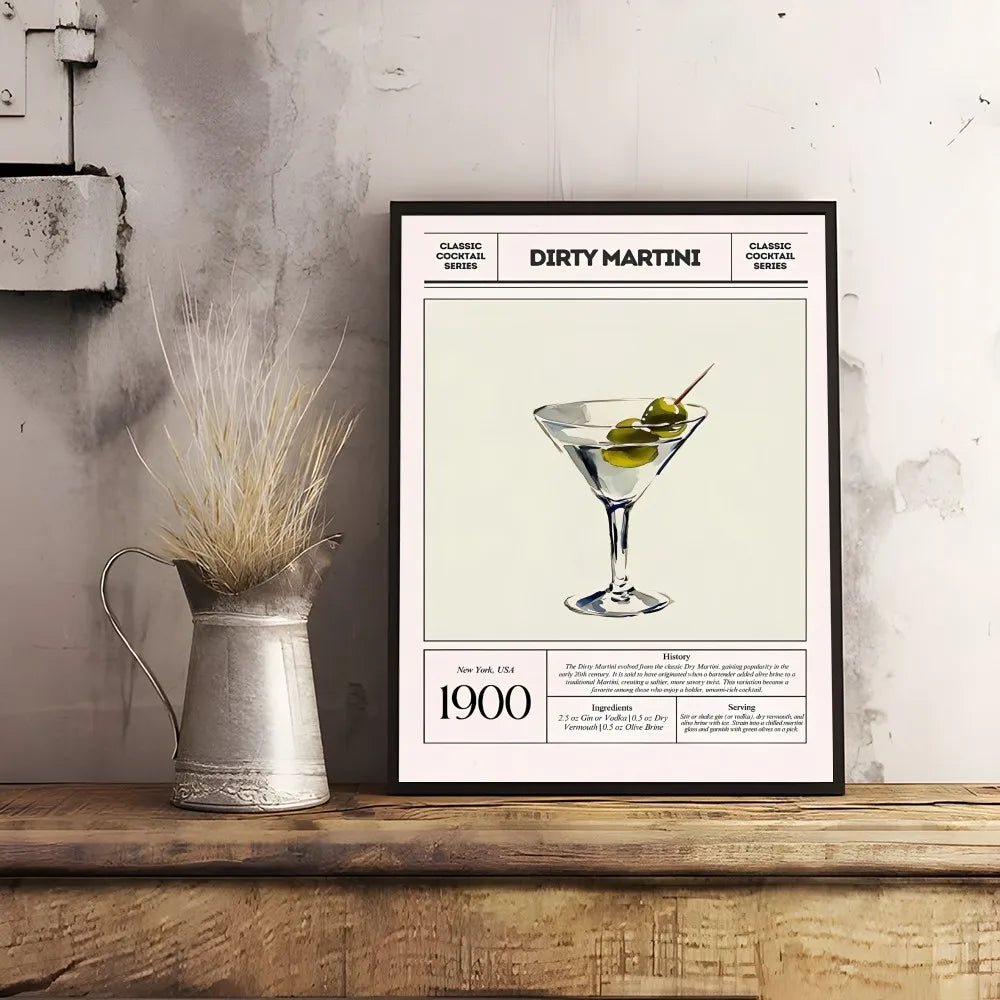 Cocktail & Wine Art Poster – Bar Wall Decor