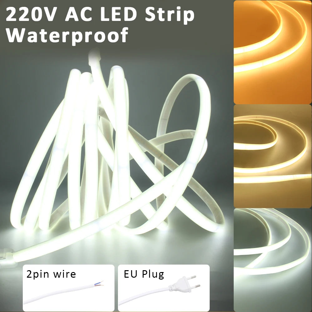 220V Waterproof COB LED Strip Light