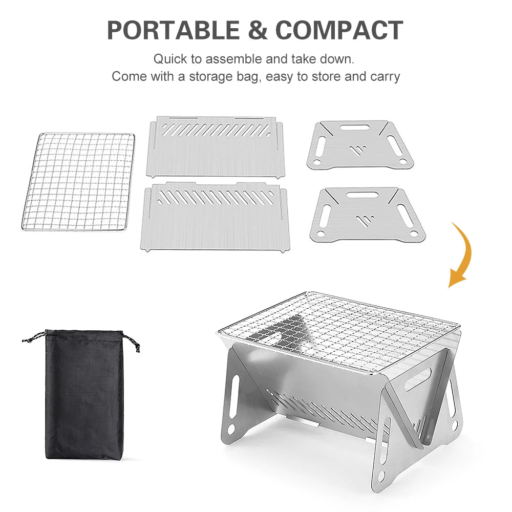 Portable Wood Burning Backpacking Stove with Grill