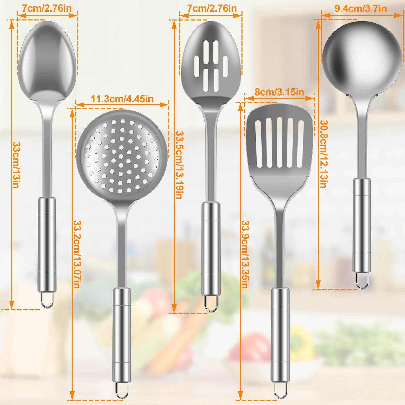 5-Piece Stainless Steel Cooking Utensils Set