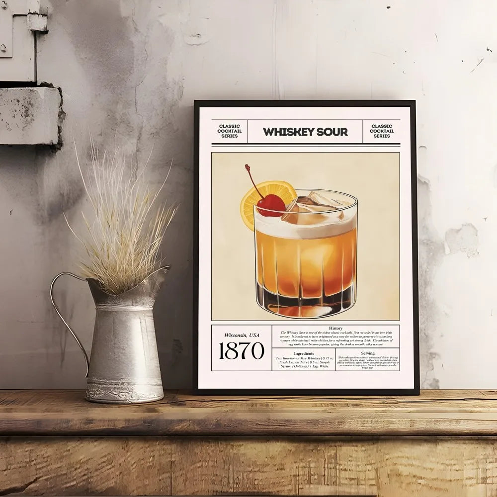Cocktail & Wine Art Poster – Bar Wall Decor