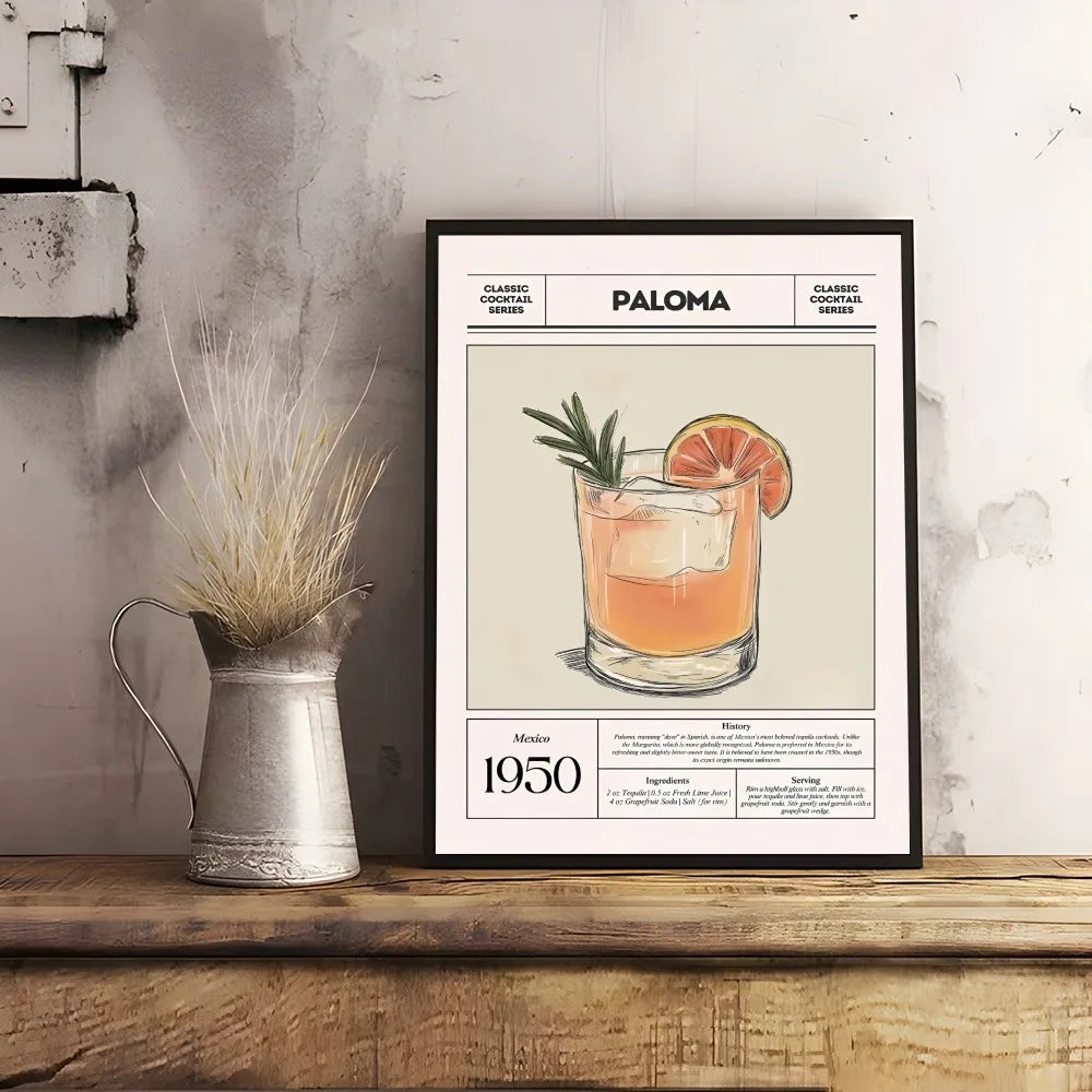 Cocktail & Wine Art Poster – Bar Wall Decor