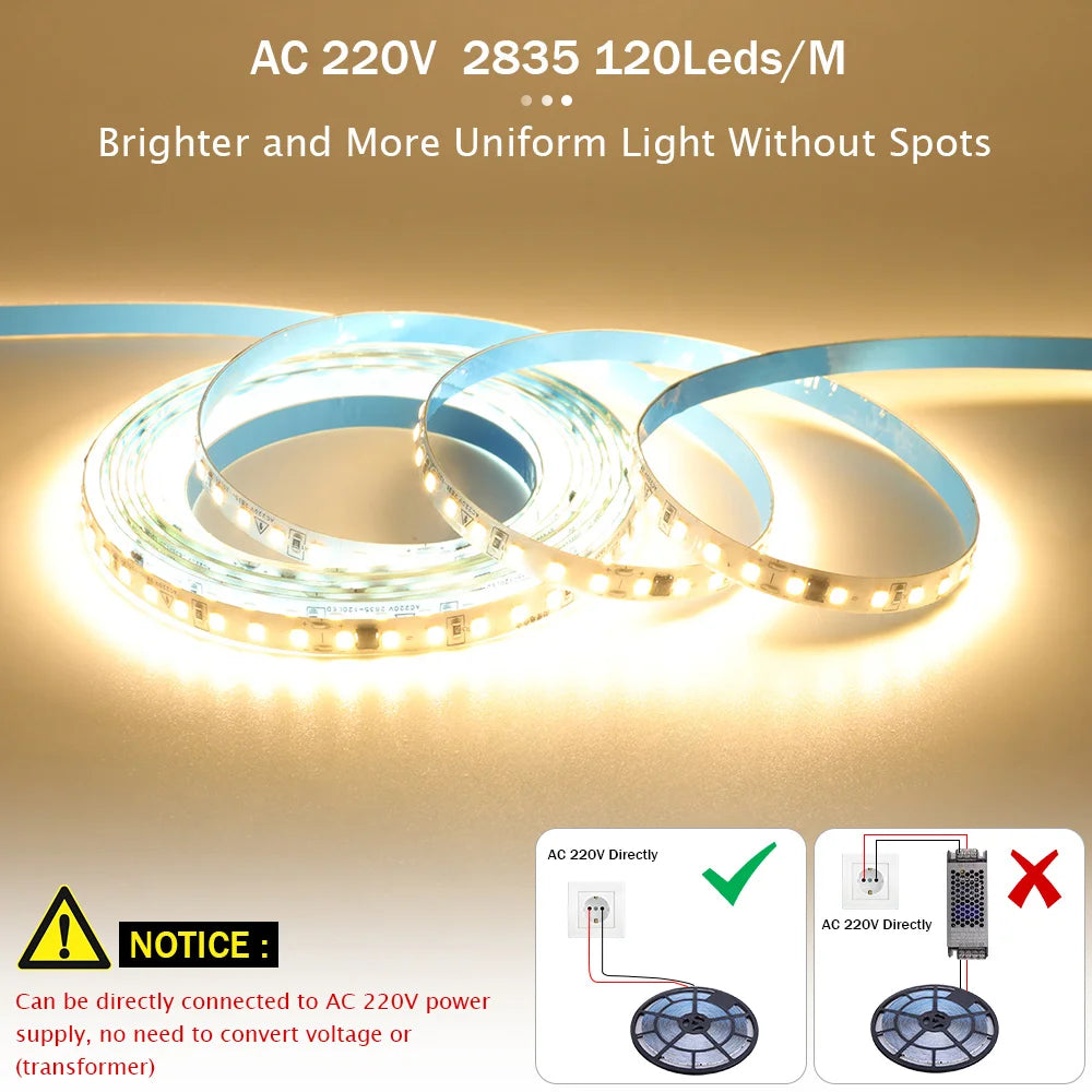 220V Flexible Adhesive LED Strip Light