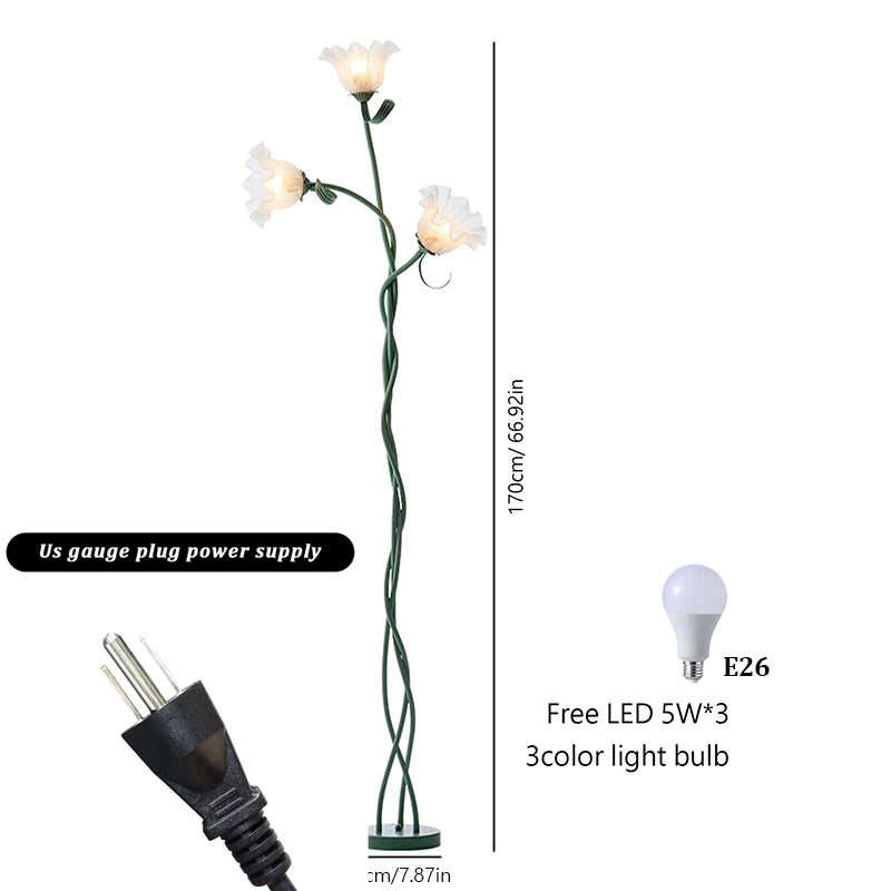 3-Head Lily Floor Lamp with Foot Switch