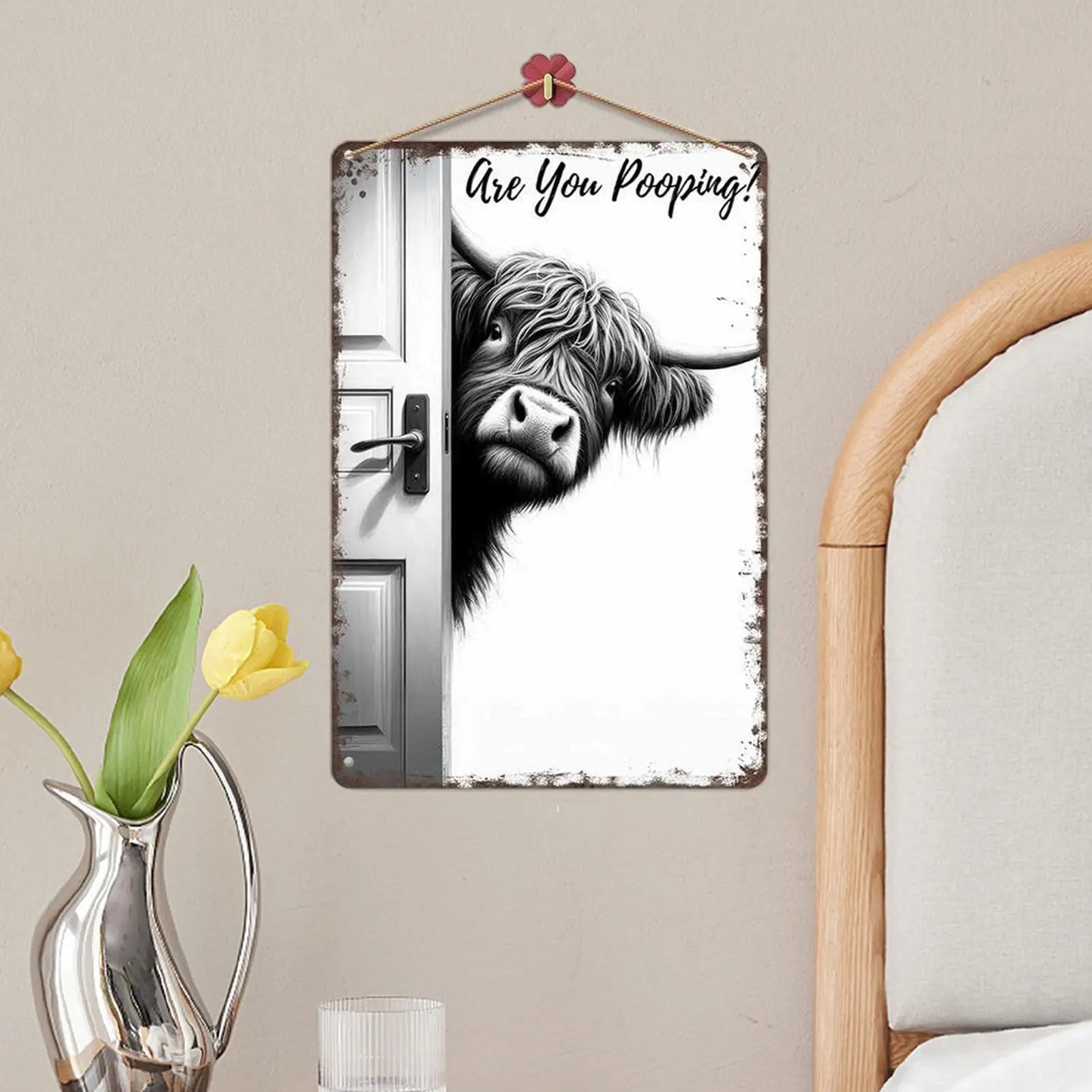 Vintage Cow Bathroom Wall Art