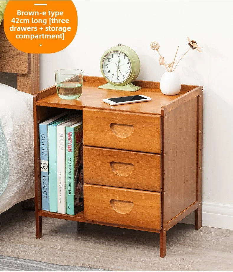 Simple Solid Wood Bedside Storage Cabinet