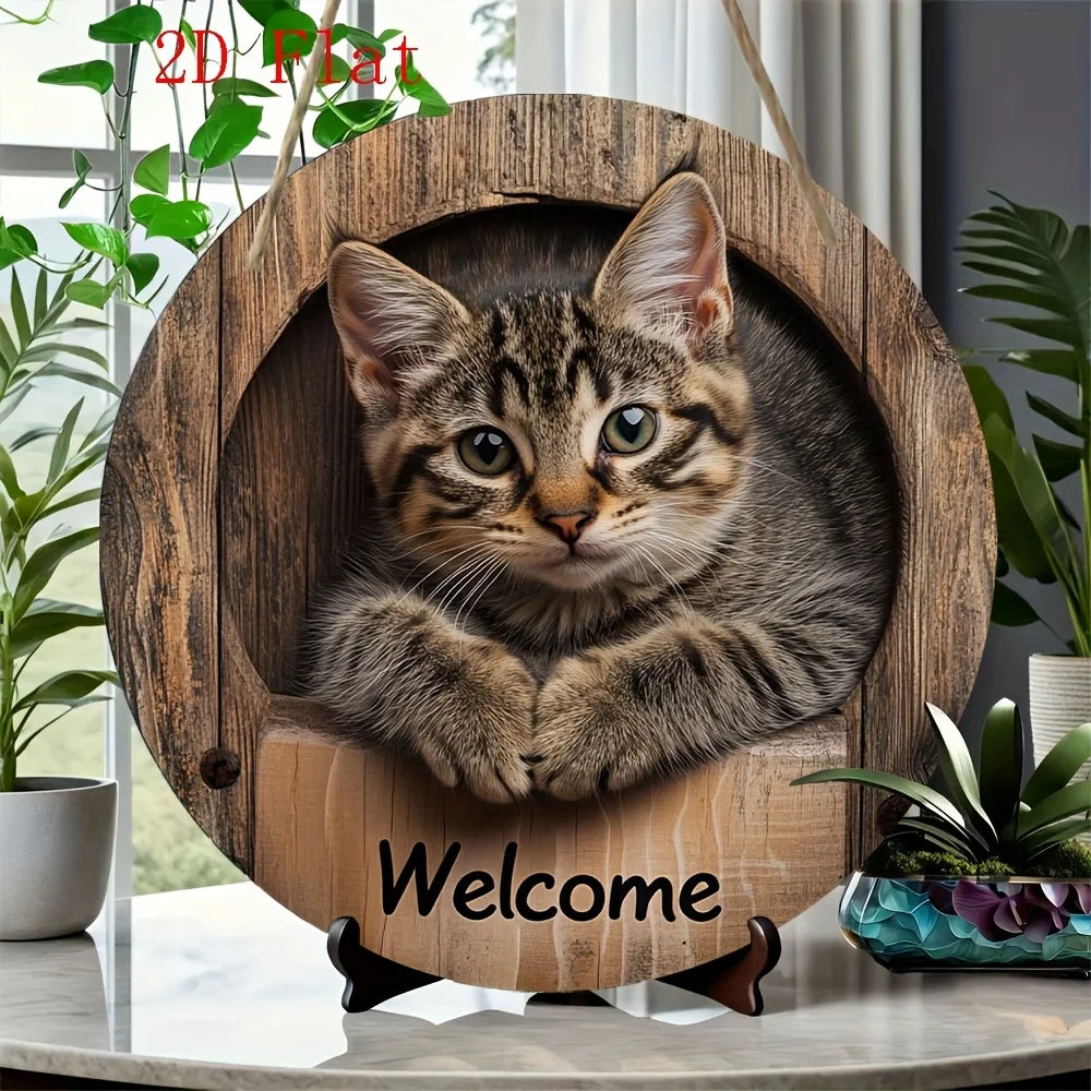 Cat Welcome Signs 2D Printed Wall Art