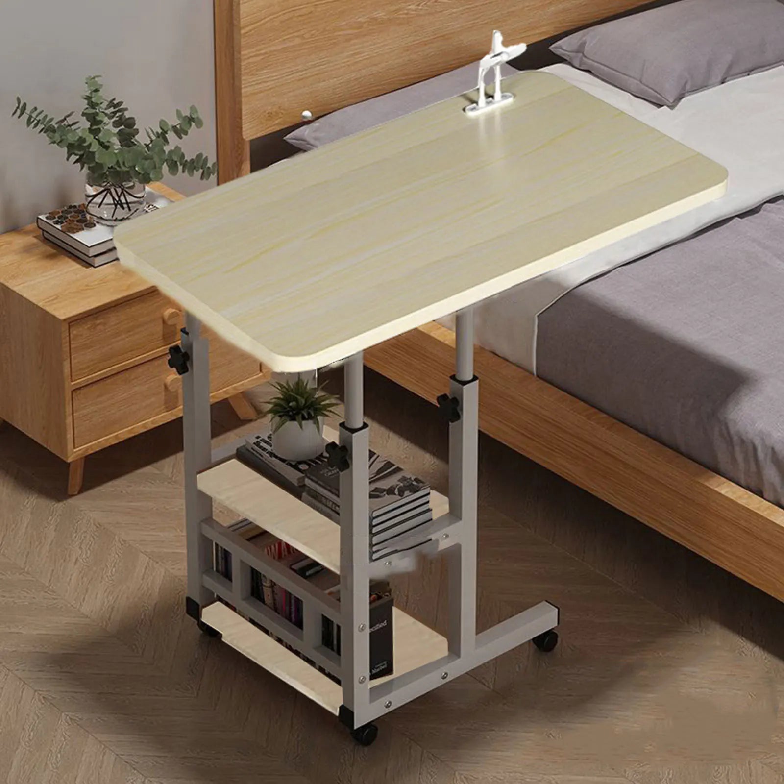 Rolling Wheeled Movable Bedside Table