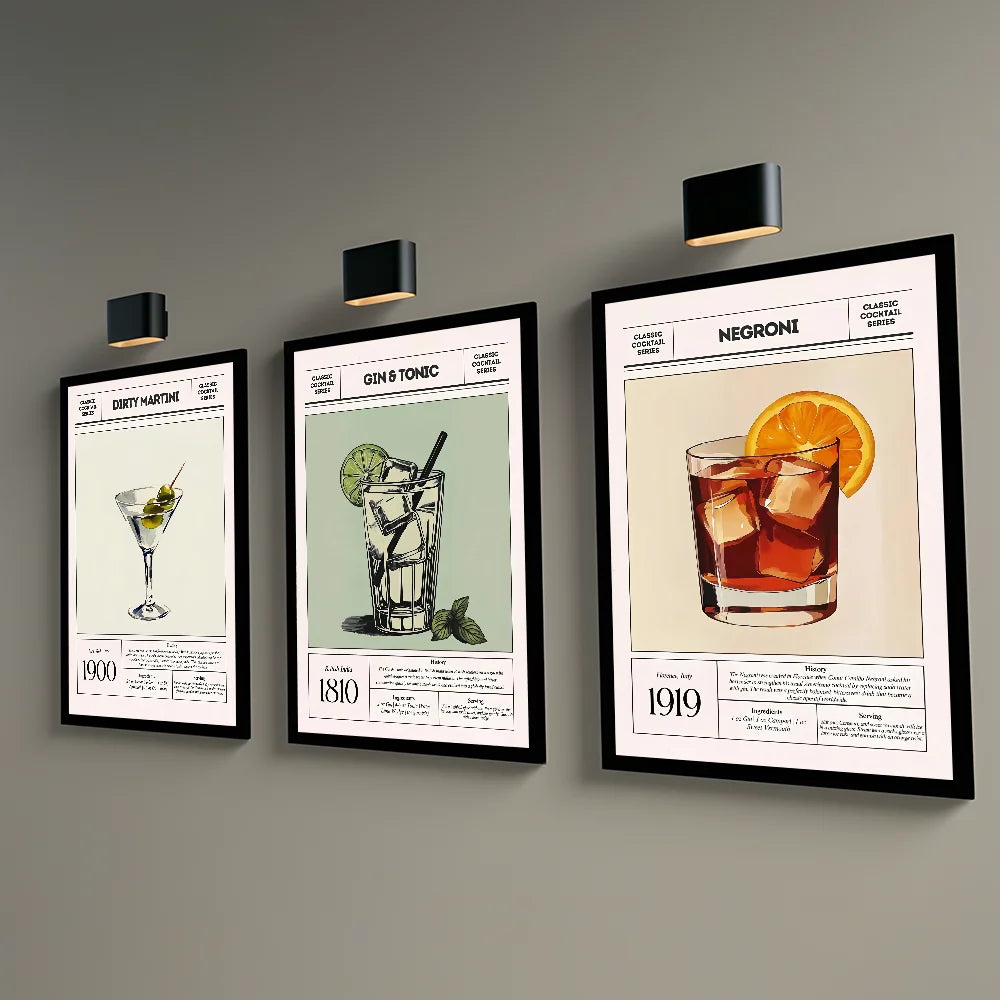Cocktail & Wine Art Poster – Bar Wall Decor