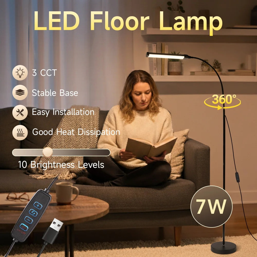 Dimmable LED Floor Lamp for Bedroom & Study