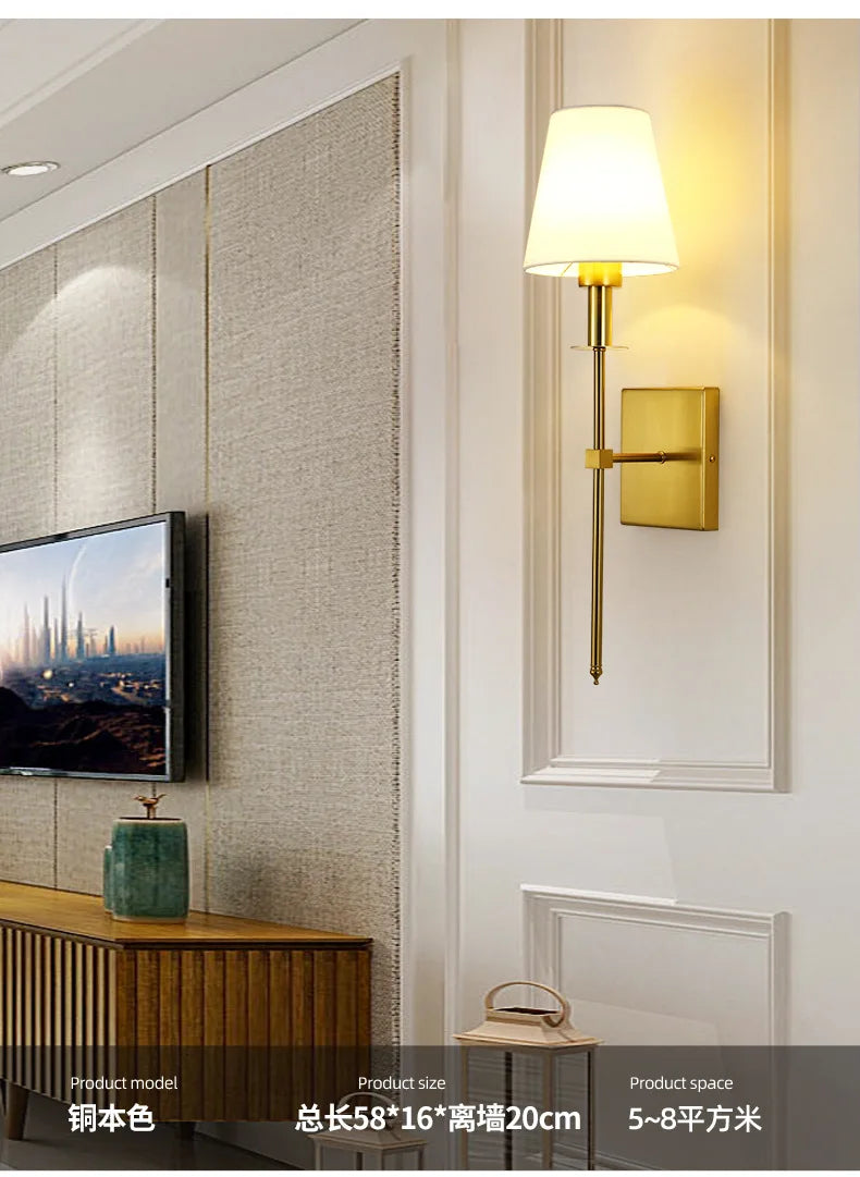 Modern LED Wall Sconce with Cloth Lampshade