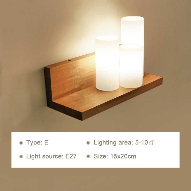 Modern Wooden LED Bedside Wall Lamp