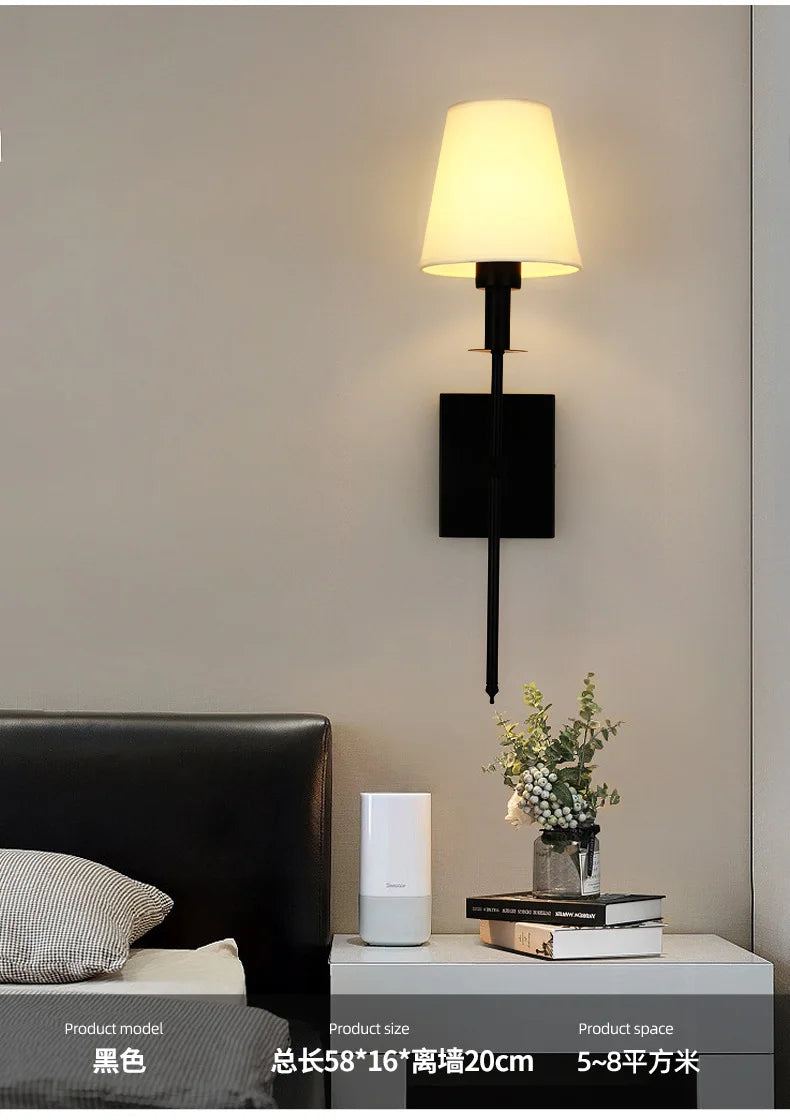 Modern LED Wall Sconce with Cloth Lampshade