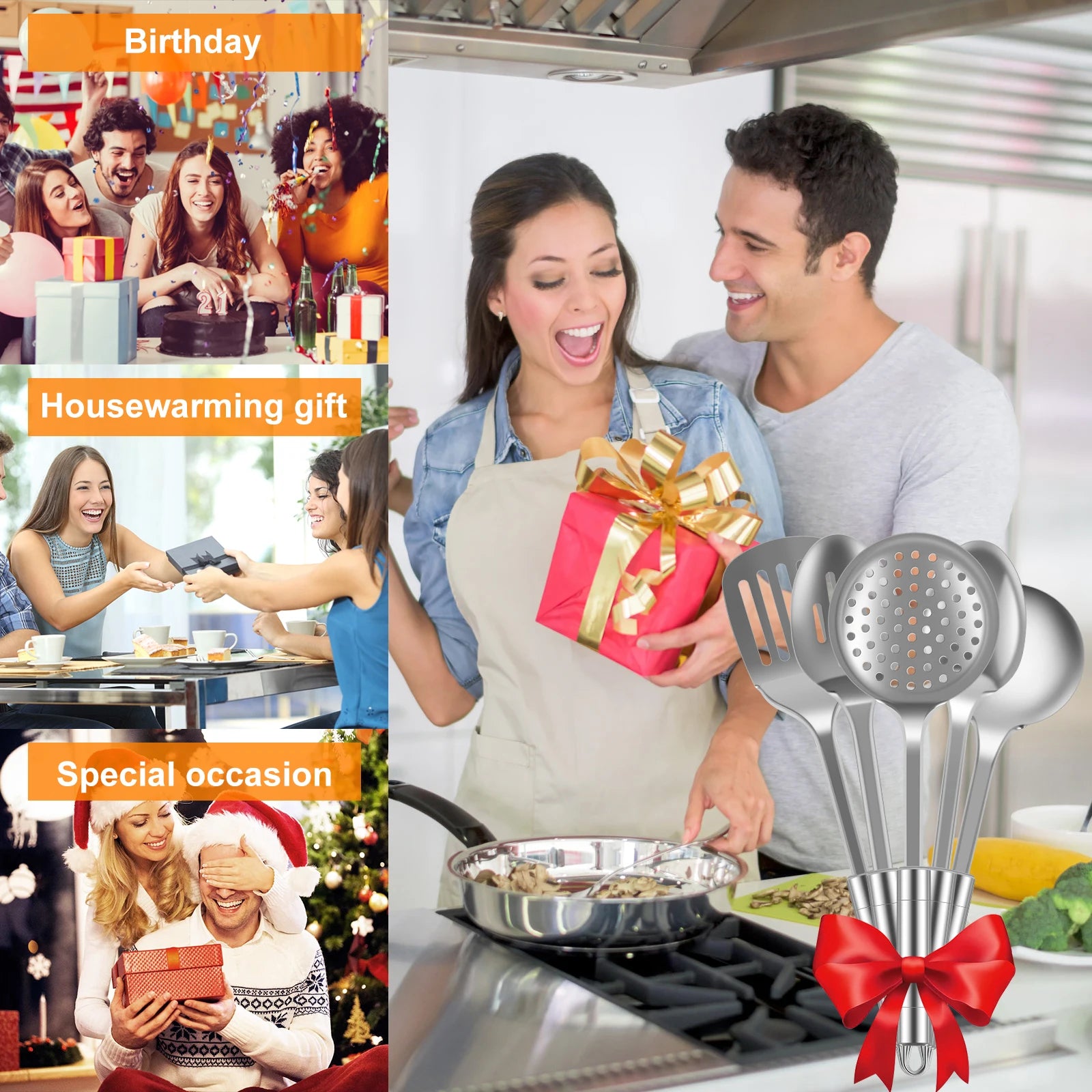 5-Piece Stainless Steel Cooking Utensils Set