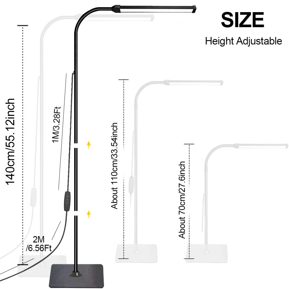 Dimmable Gooseneck LED Floor Lamp – Bedroom & Office