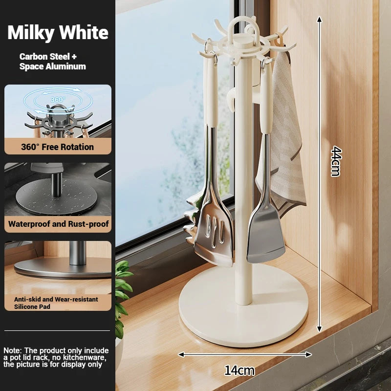 Rotating Kitchen Utensil Stand – 8 Hooks