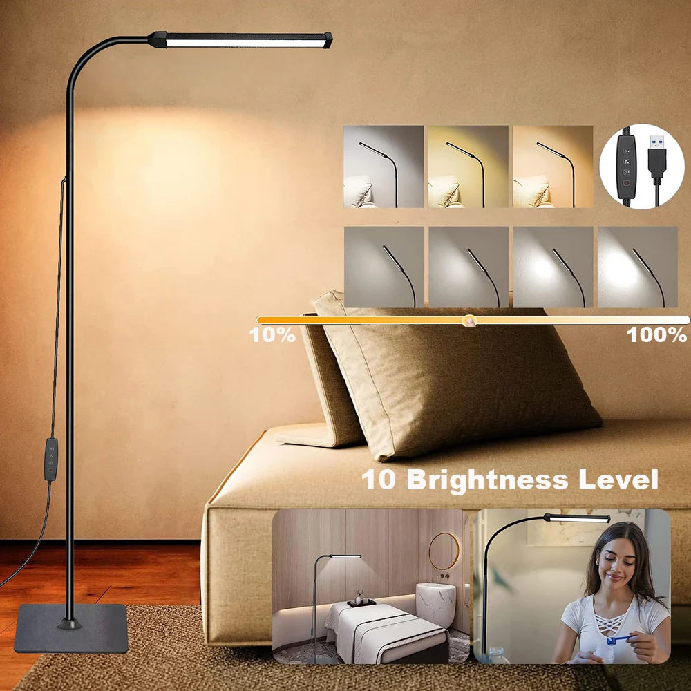 Dimmable Gooseneck LED Floor Lamp – Bedroom & Office