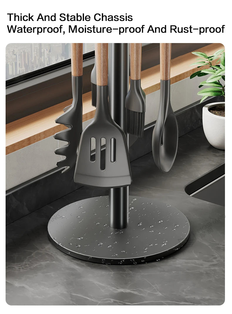 Rotating Kitchen Utensil Stand – 8 Hooks