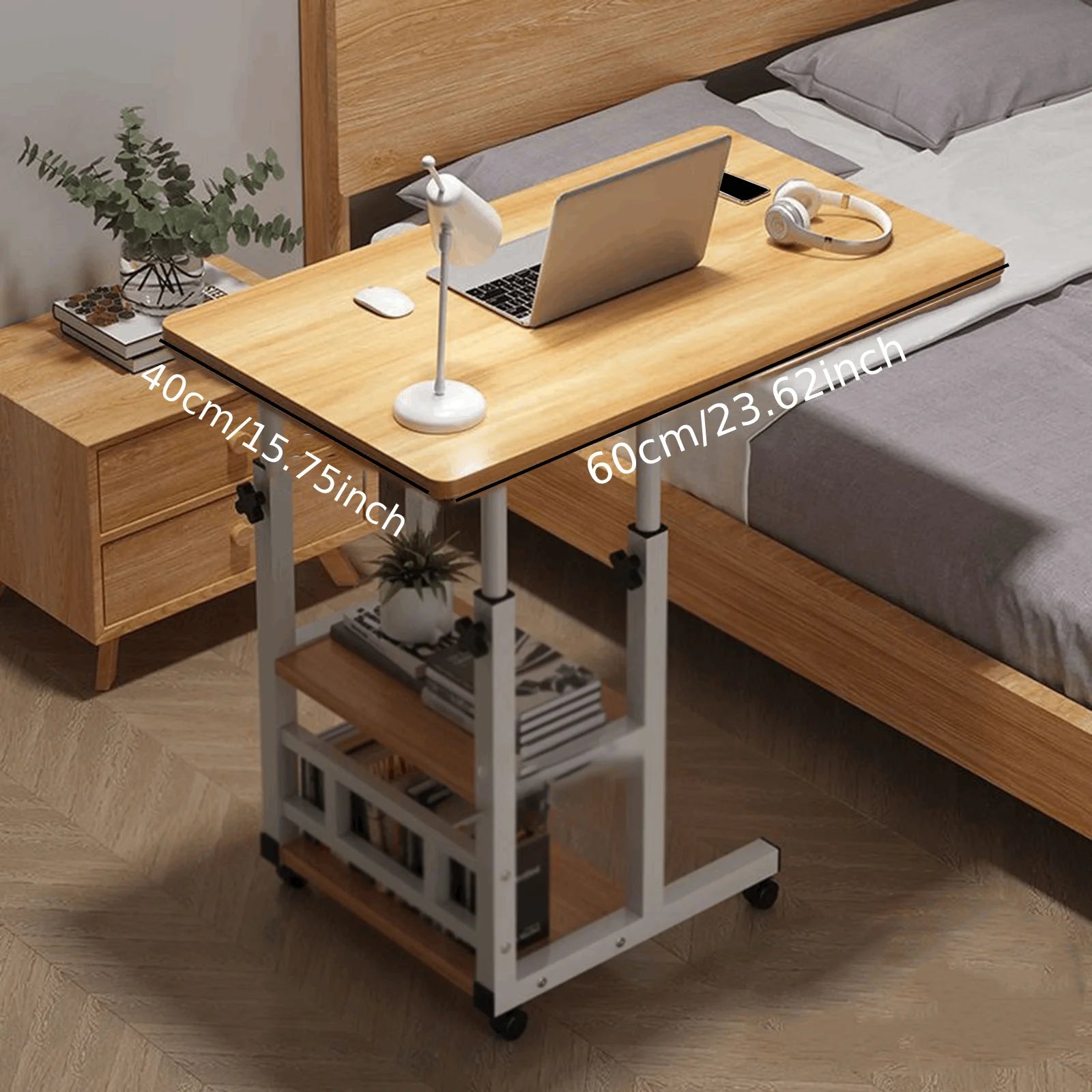 Rolling Wheeled Movable Bedside Table