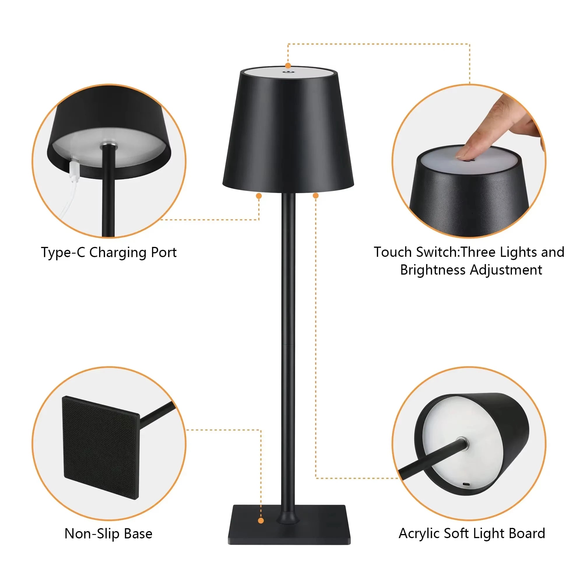 Wireless Rechargeable LED Bedside Desk Lamp