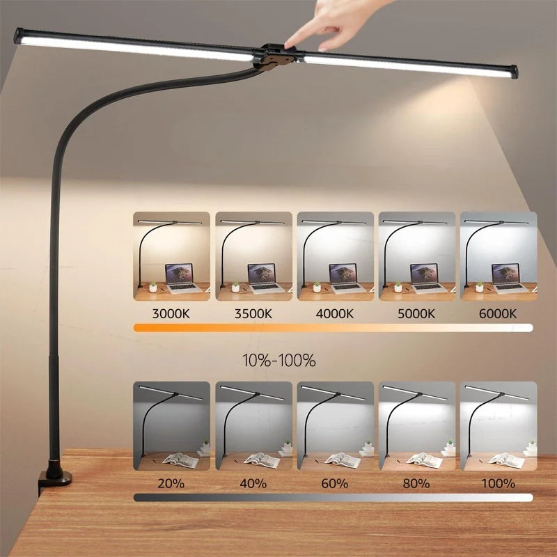 Clamp LED Desk Lamp for Dual Monitor Setup