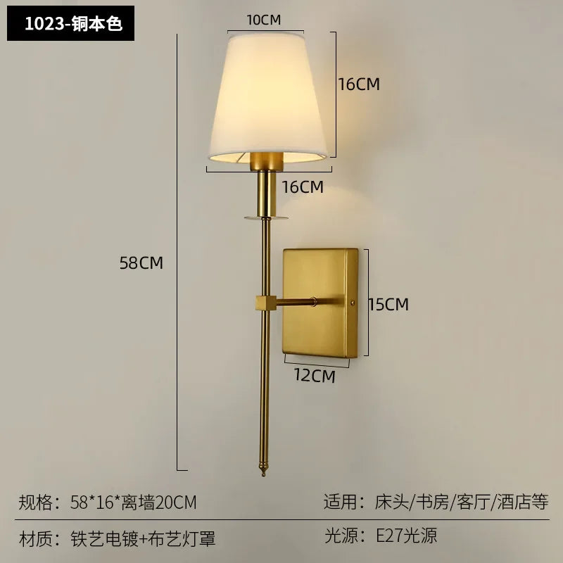 Modern LED Wall Sconce with Cloth Lampshade