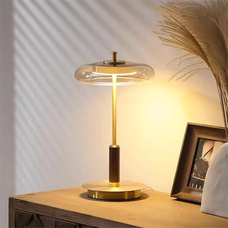 Retro Gold Glass Mushroom Floor Lamp