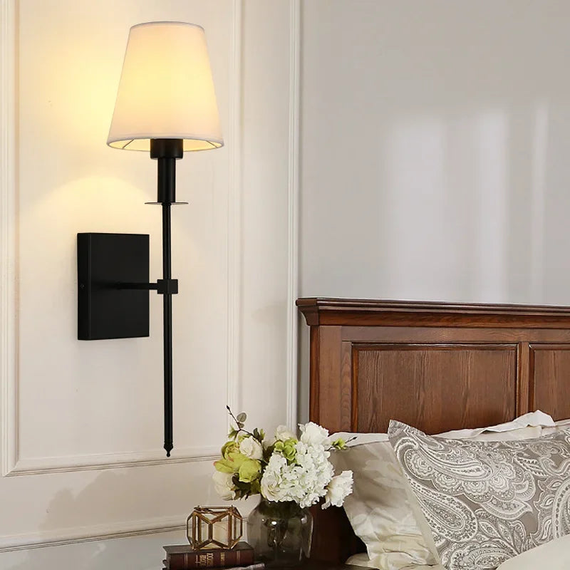 Modern LED Wall Sconce with Cloth Lampshade