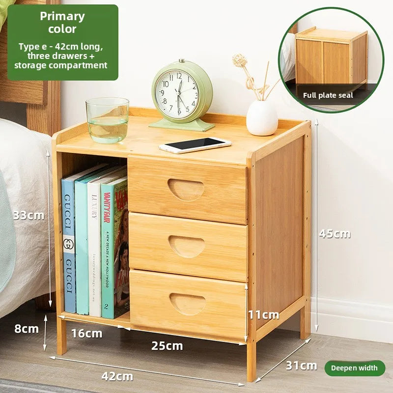 Simple Solid Wood Bedside Storage Cabinet