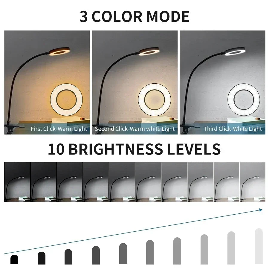 USB Clip-On LED Desk Lamp – 3 Colours