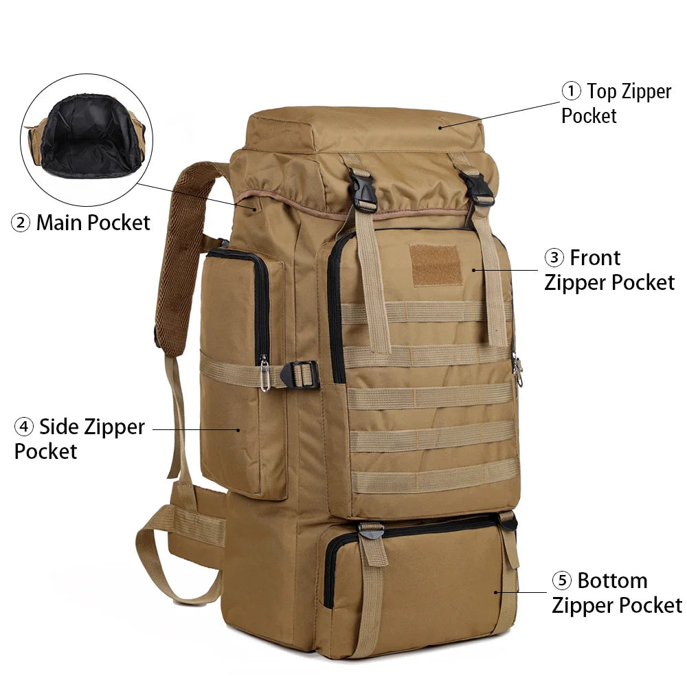 Large Capacity Camo Hiking Backpack