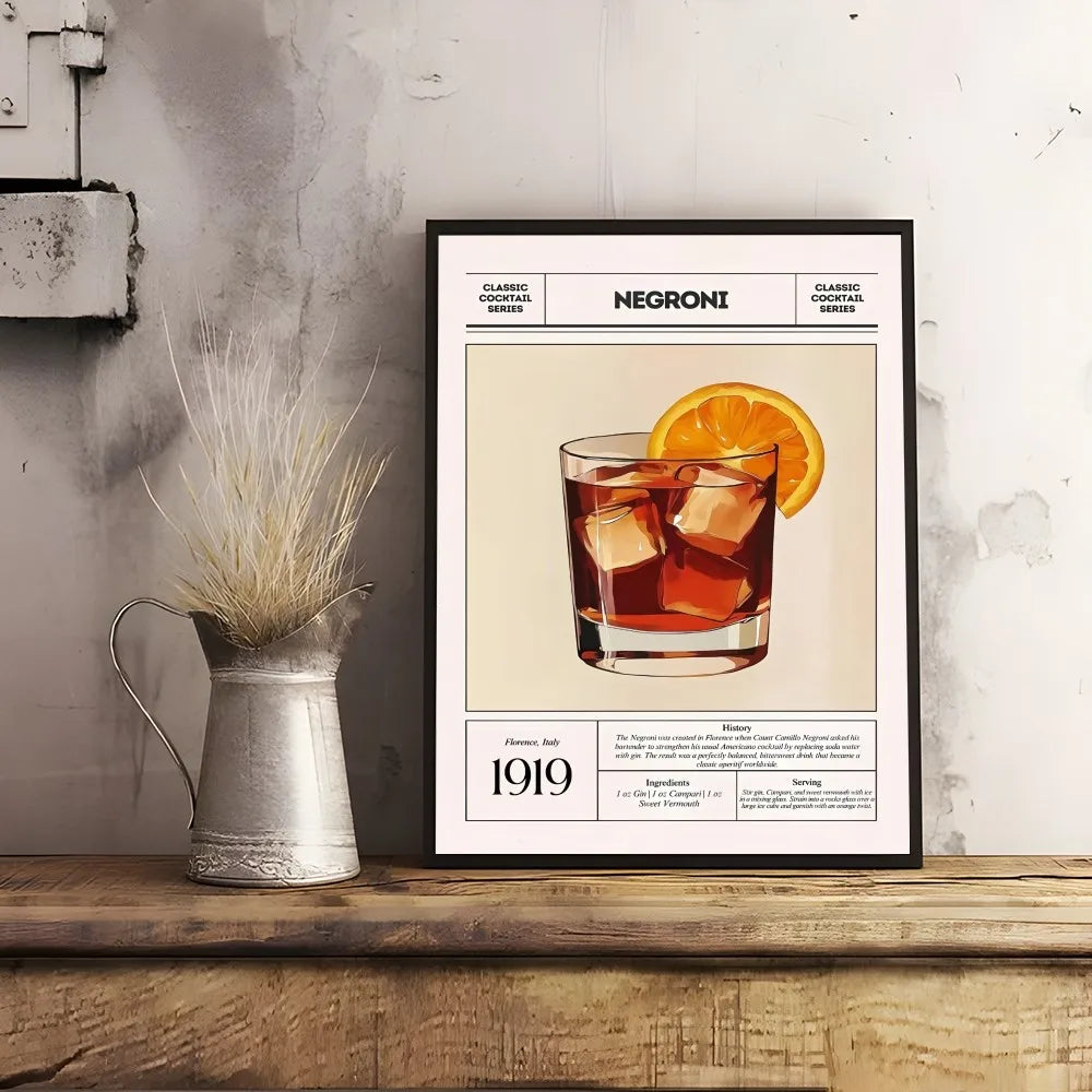 Cocktail & Wine Art Poster – Bar Wall Decor