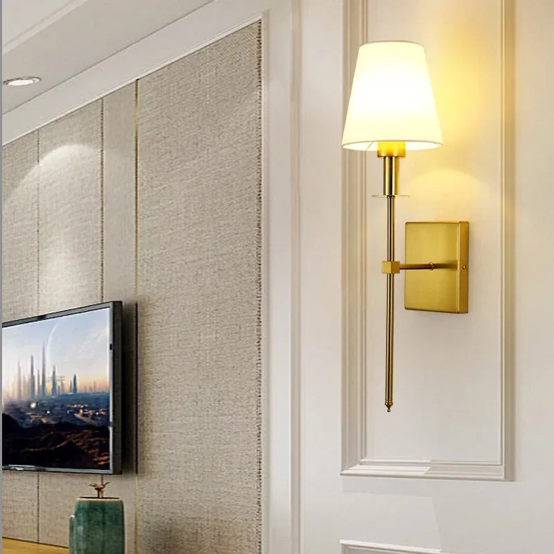 Modern LED Wall Sconce with Cloth Lampshade