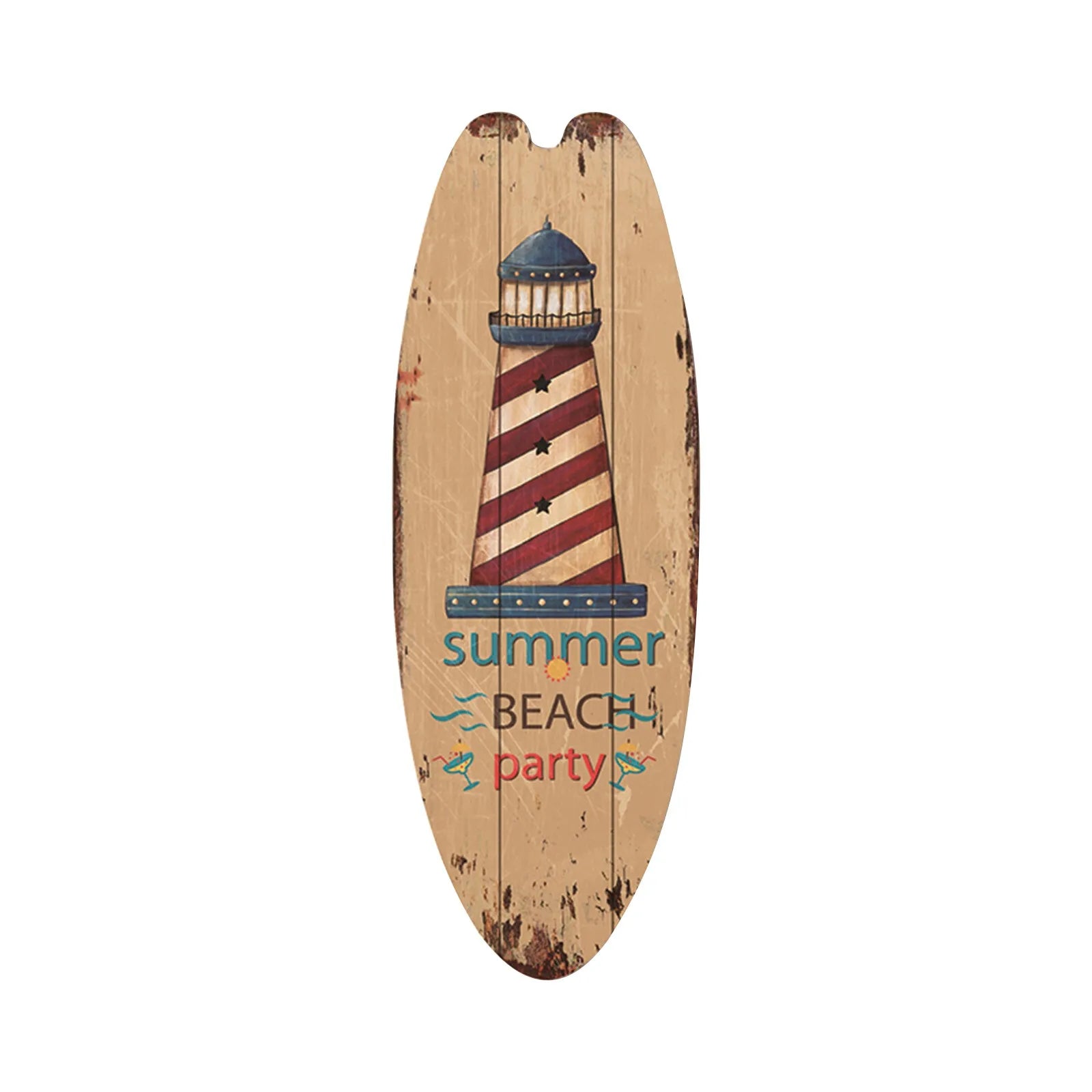 Retro Wooden Surfboard Wall Sign