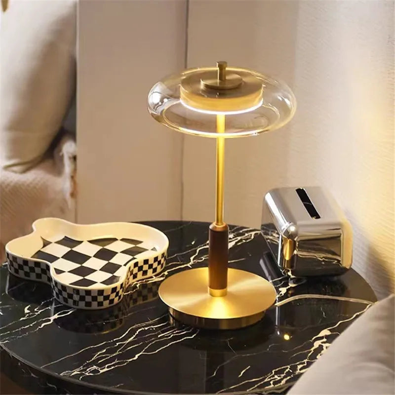 Retro Gold Glass Mushroom Floor Lamp