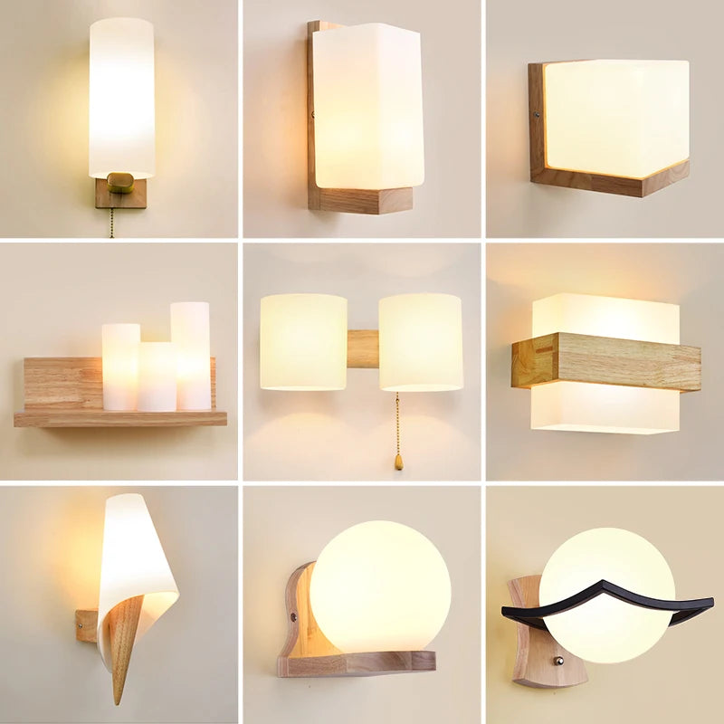 Modern Wooden LED Bedside Wall Lamp