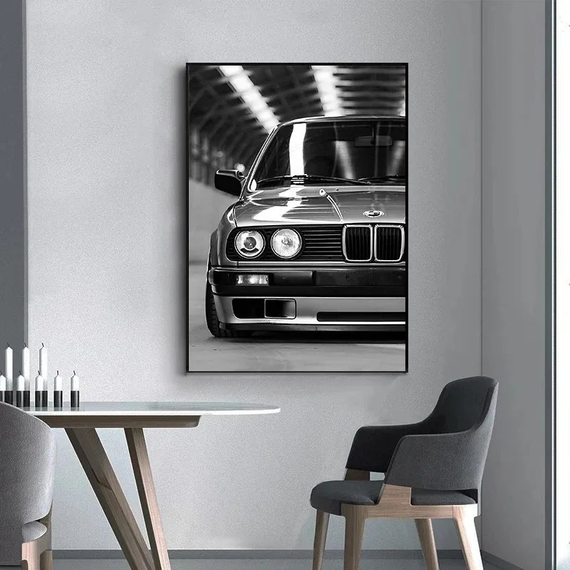 Modern Black & White Luxury Car Canvas Wall Art