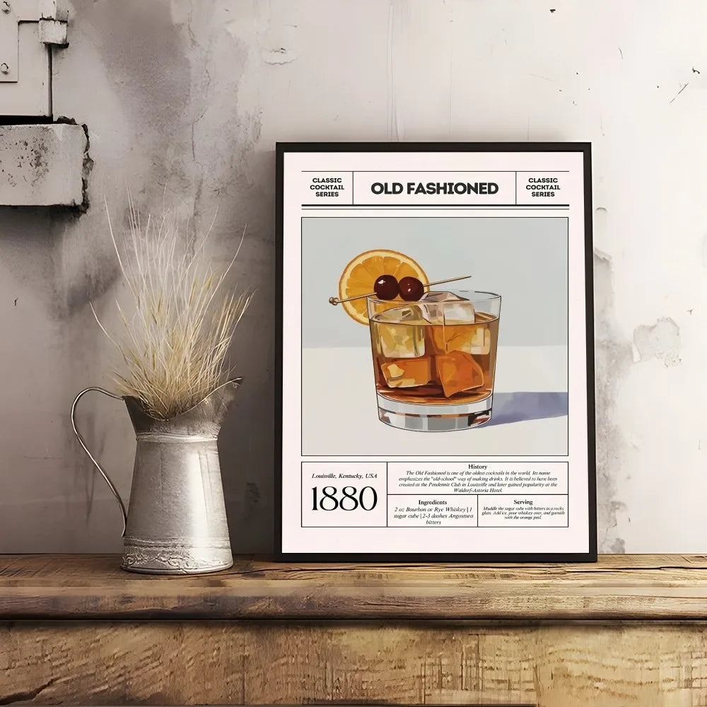 Cocktail & Wine Art Poster – Bar Wall Decor
