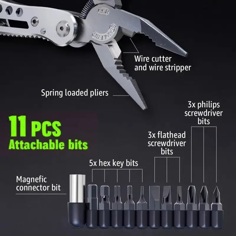 24-in-1 Camping Multitool with Knife & Bits