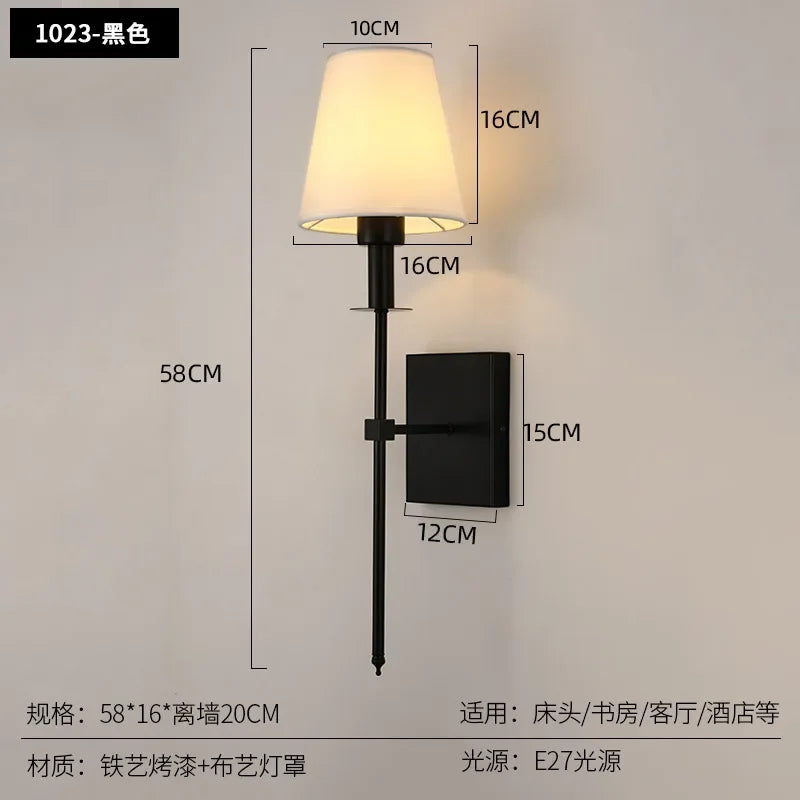 Modern LED Wall Sconce with Cloth Lampshade