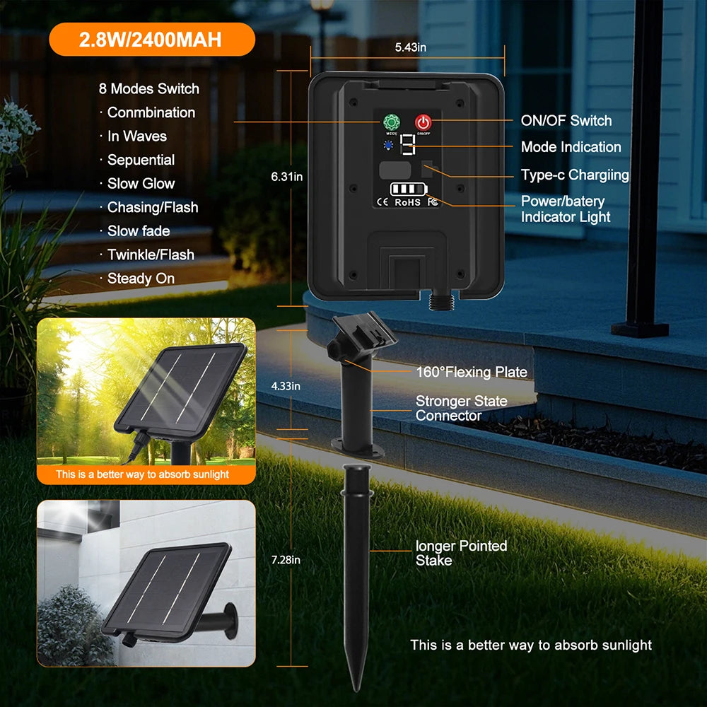 Solar Waterproof Outdoor LED Strip Light