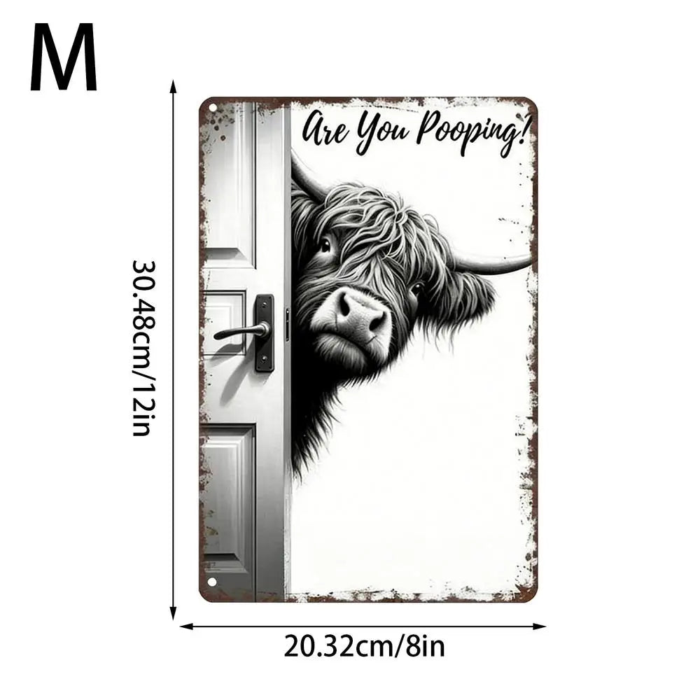 Vintage Cow Bathroom Wall Art