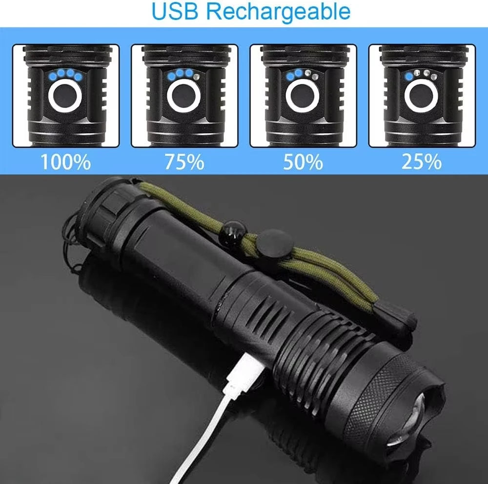 High Lumens Rechargeable IPX6 LED Flashlight
