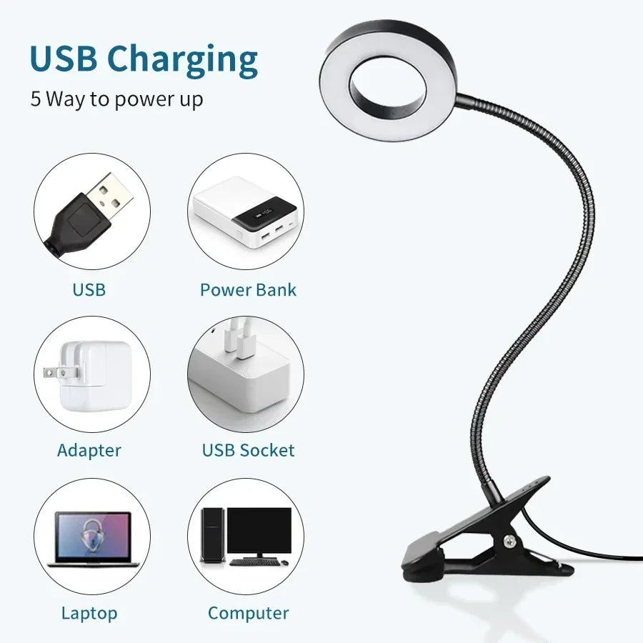 USB Clip-On LED Desk Lamp – 3 Colours